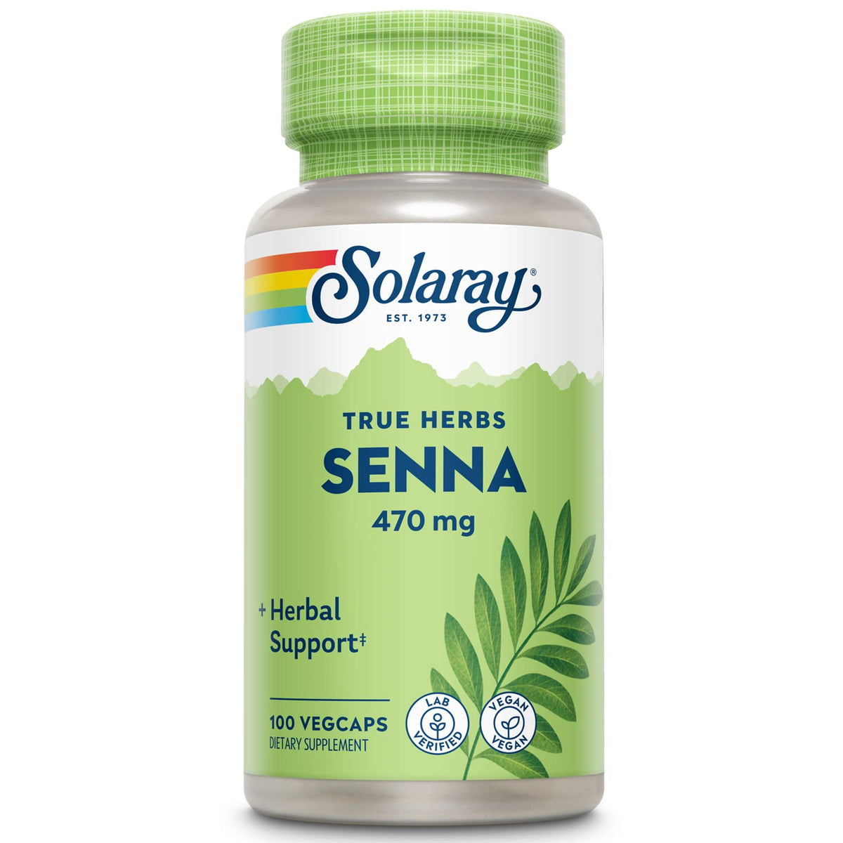 SOLARAY Senna Herb Supplement 470mg 100 VegCaps front view