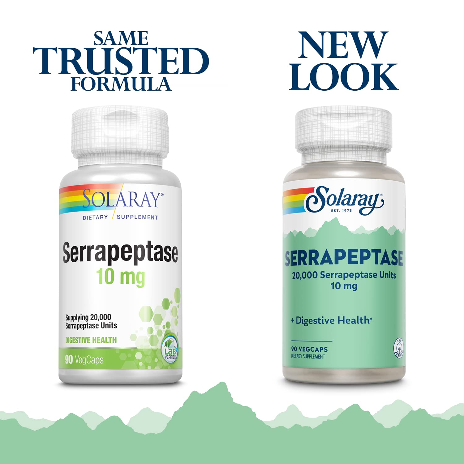SOLARAY Serrapeptase Enzyme Supplement 10mg 60 VegCaps side view
