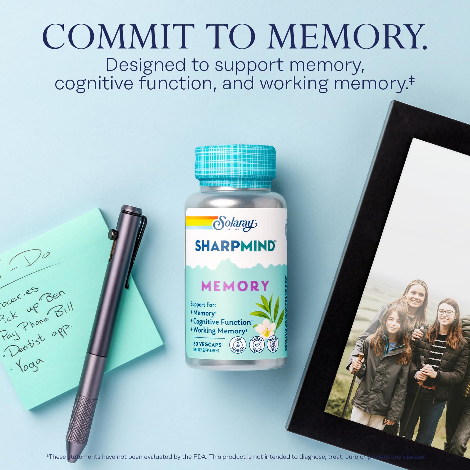 SOLARAY SharpMind Memory Supplement 600mg Cognivia bottle with label