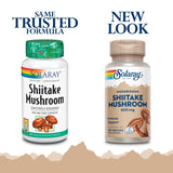 SOLARAY Shiitake Mushroom Mycelium Capsules side view with label