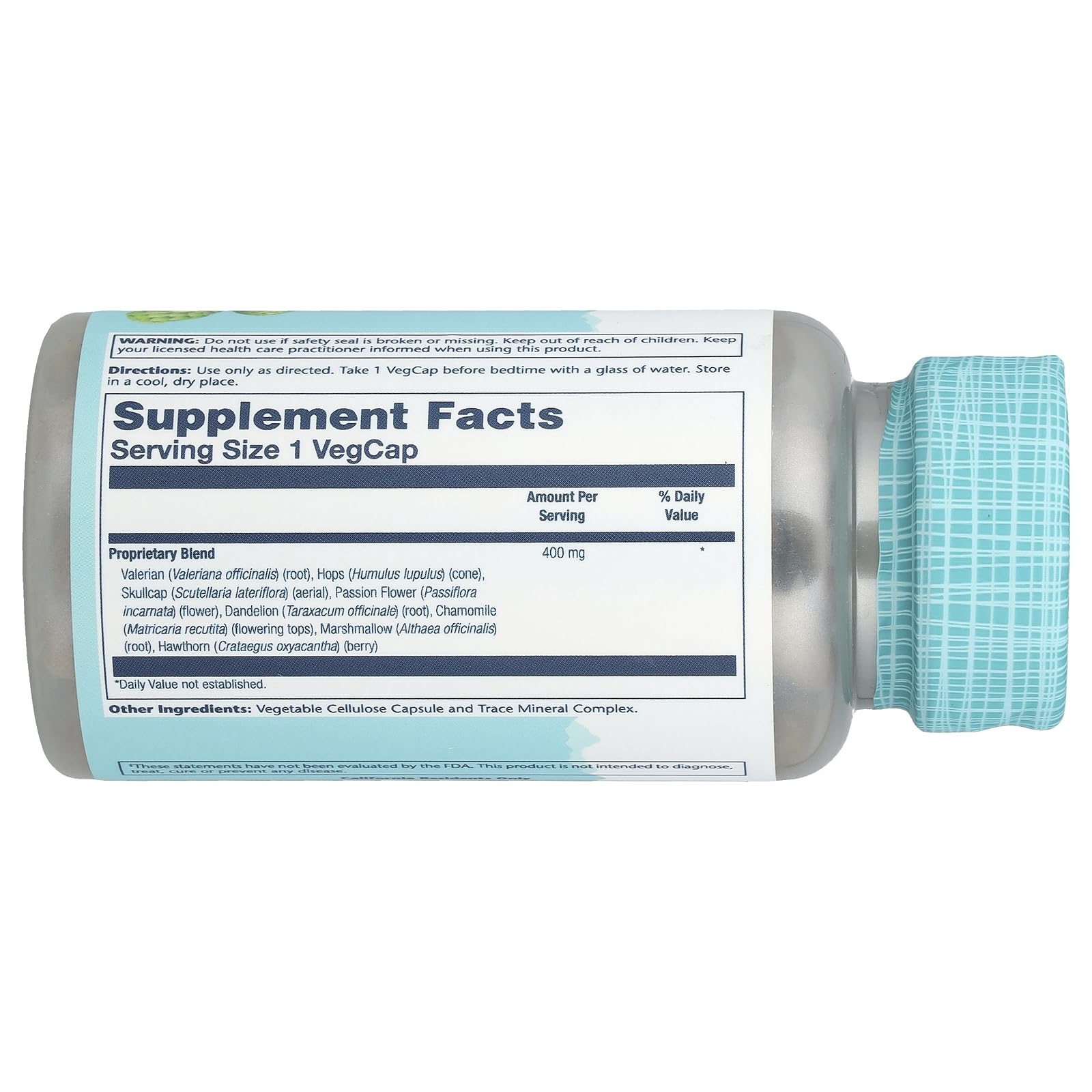 SOLARAY Sleep Blend SP-17 Herbal Capsules side view