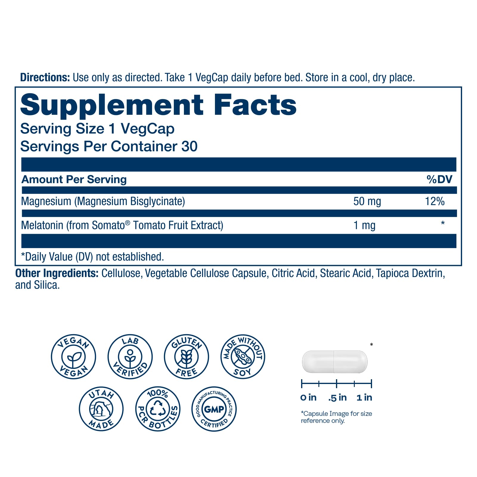 SOLARAY SleepMag bottle with 60 capsules side view