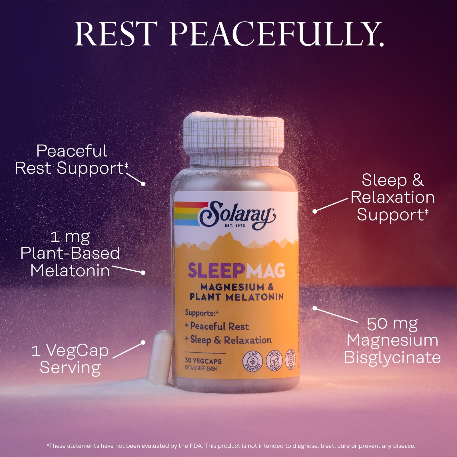 SOLARAY SleepMag capsule close-up showing size