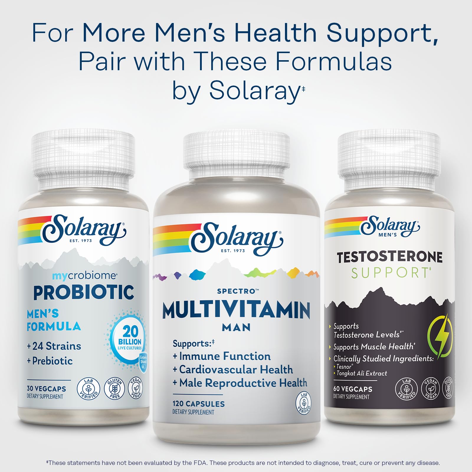 SOLARAY Spectro Multivitamin for Men lifestyle scene with fruits