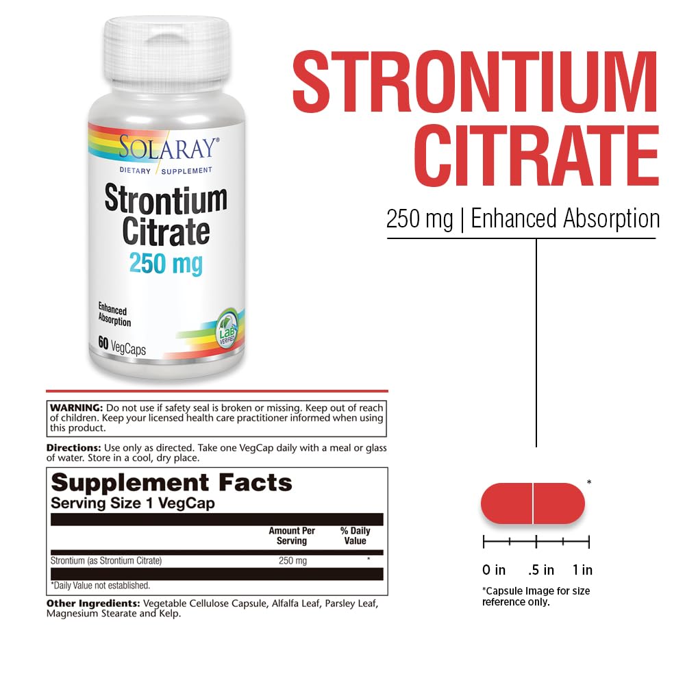 SOLARAY Strontium Citrate 250mg 60 VegCaps close-up of capsule