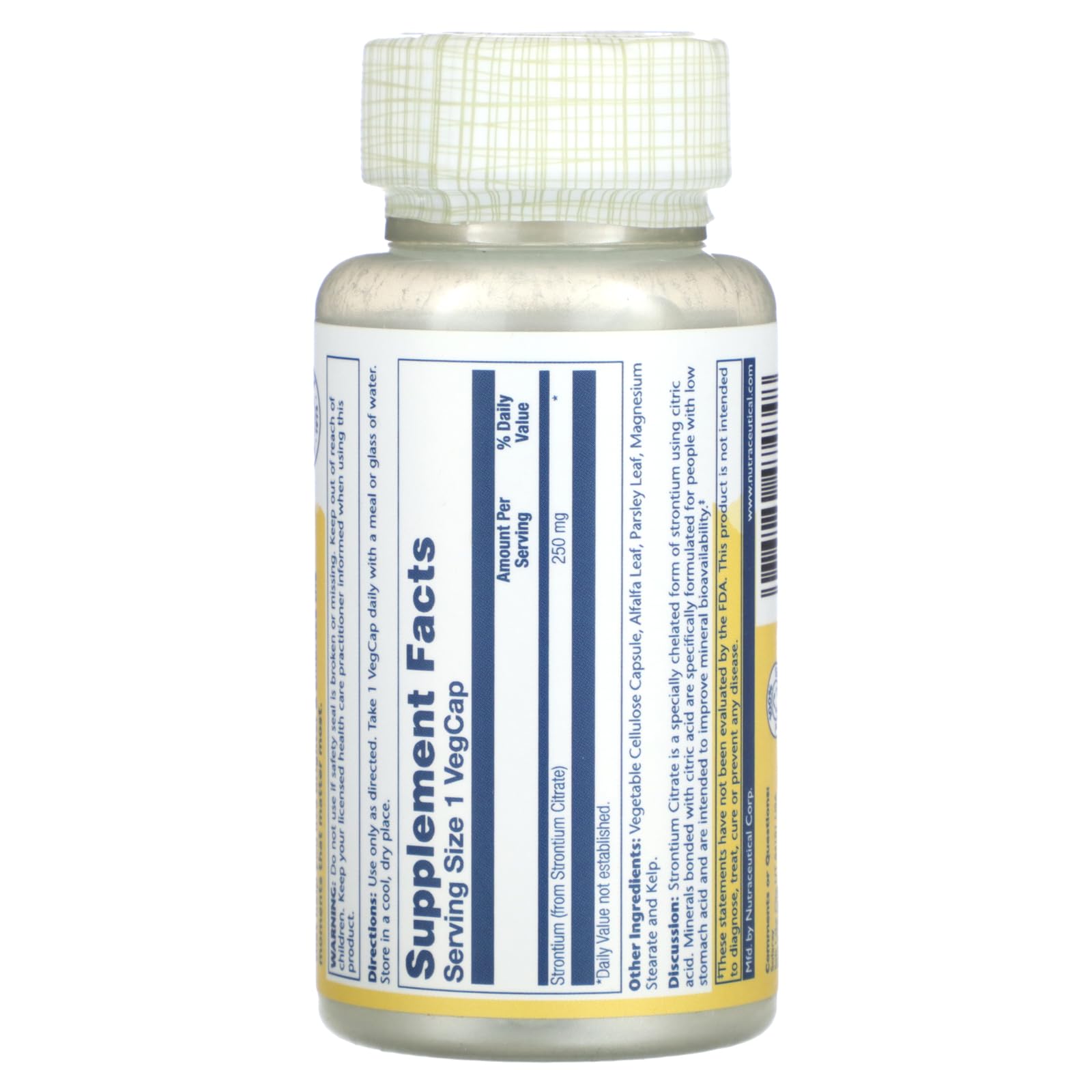 SOLARAY Strontium Citrate 60 VegCaps packaging details