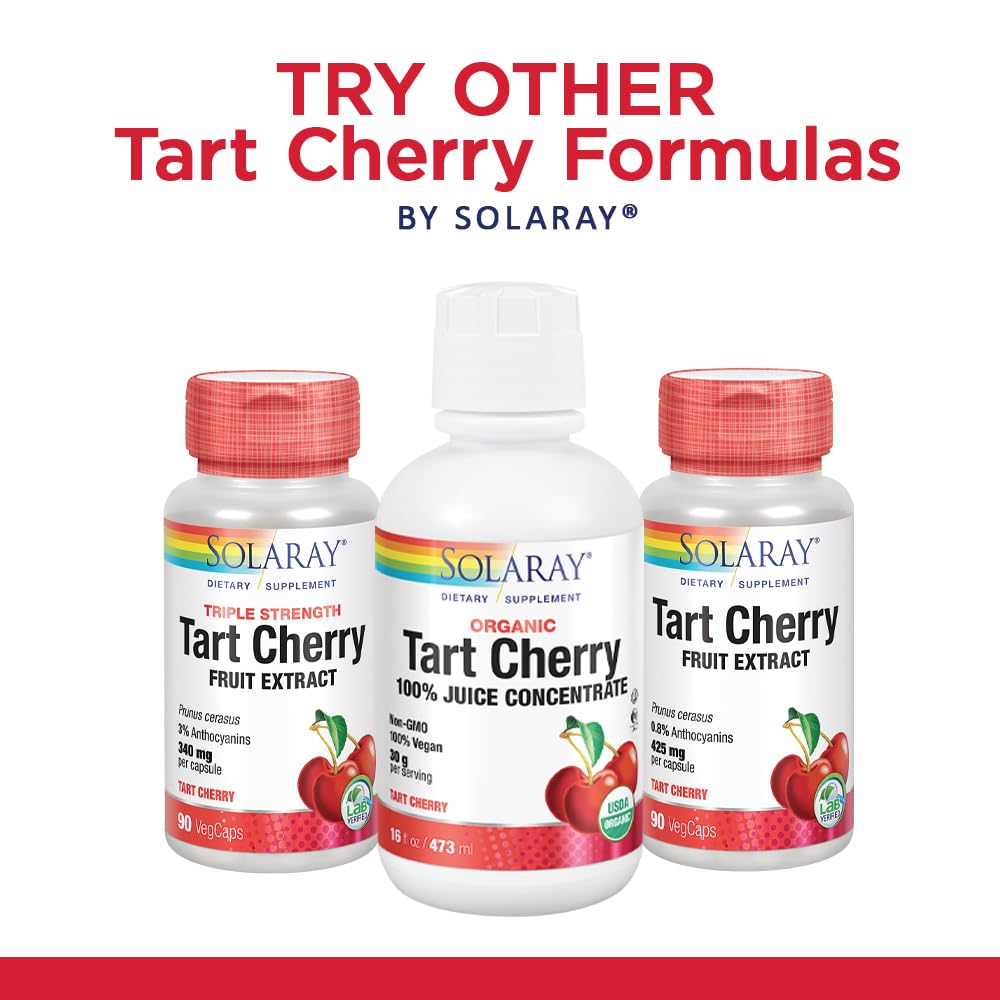 SOLARAY Tart Cherry & Celery Seed Capsules with a glass of water
