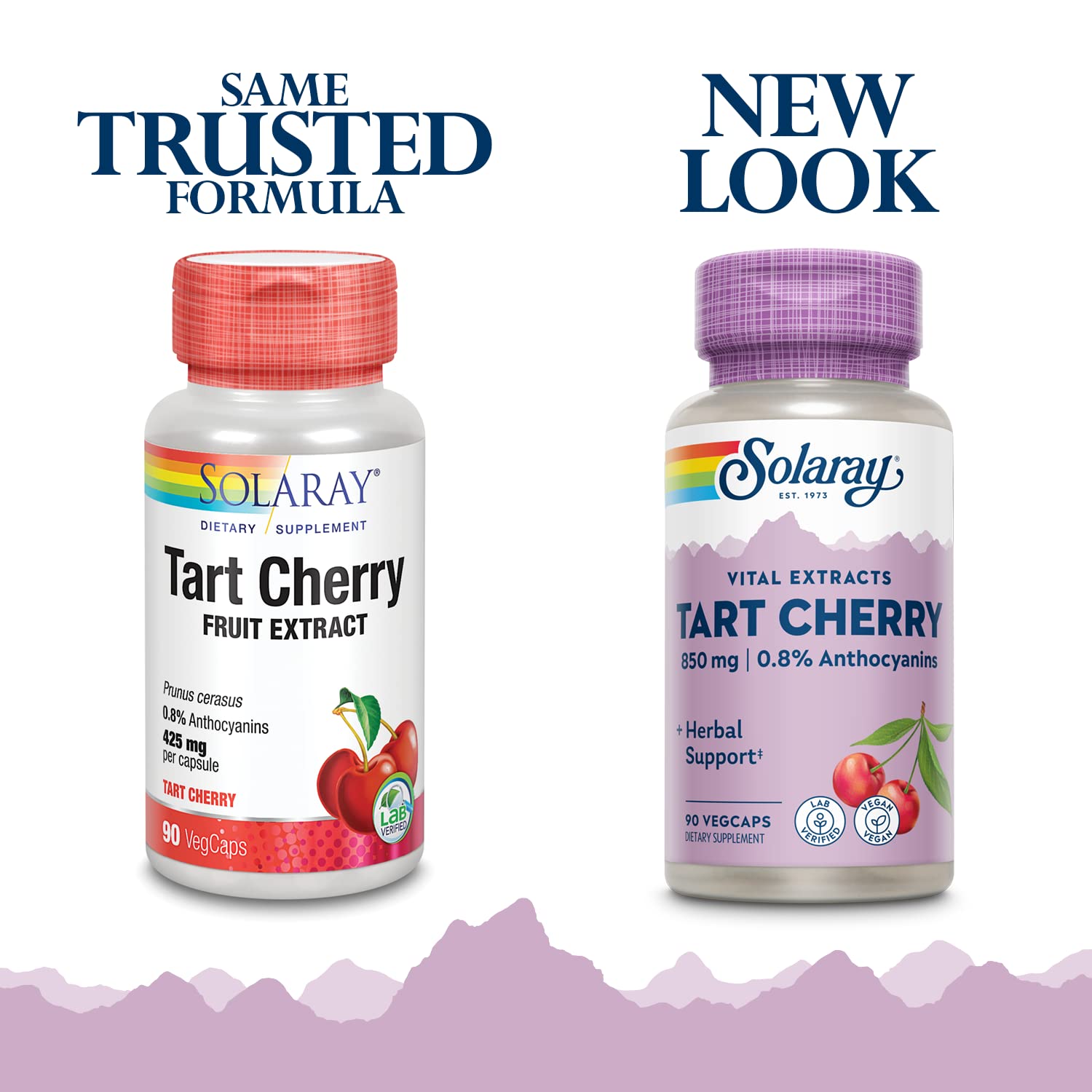 SOLARAY Tart Cherry Fruit Extract 850 mg vegan capsules side view