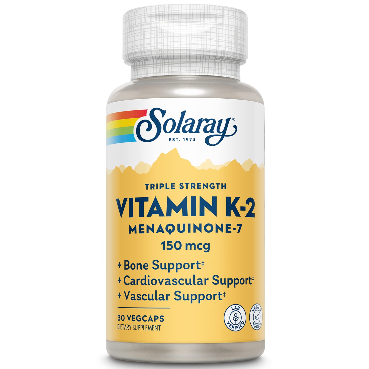SOLARAY Triple Strength Vitamin K-2 MK-7 150 mcg capsule front view