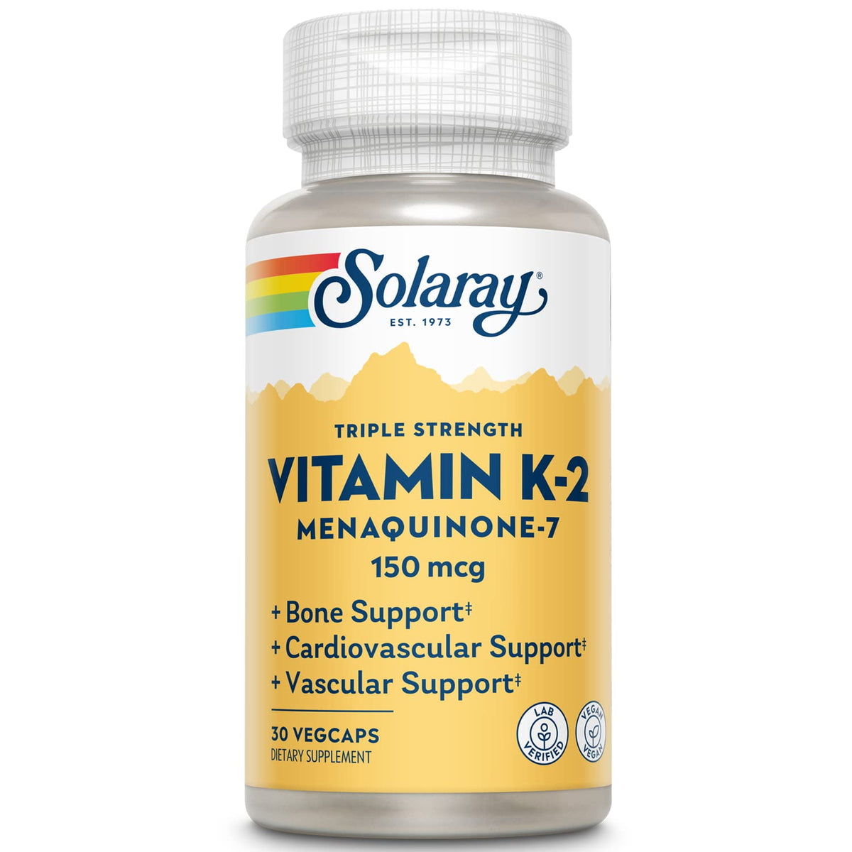 SOLARAY Triple Strength Vitamin K-2 MK-7 150 mcg capsule front view