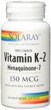 SOLARAY Triple Strength Vitamin K-2 MK-7 150 mcg capsule ingredients list