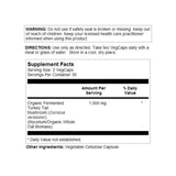 SOLARAY Turkey Tail Mushroom Capsules back view with ingredient list