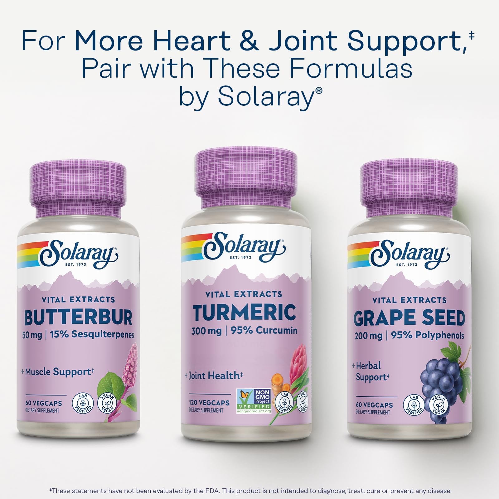 SOLARAY Turmeric Curcumin capsules displayed with other herbal supplements