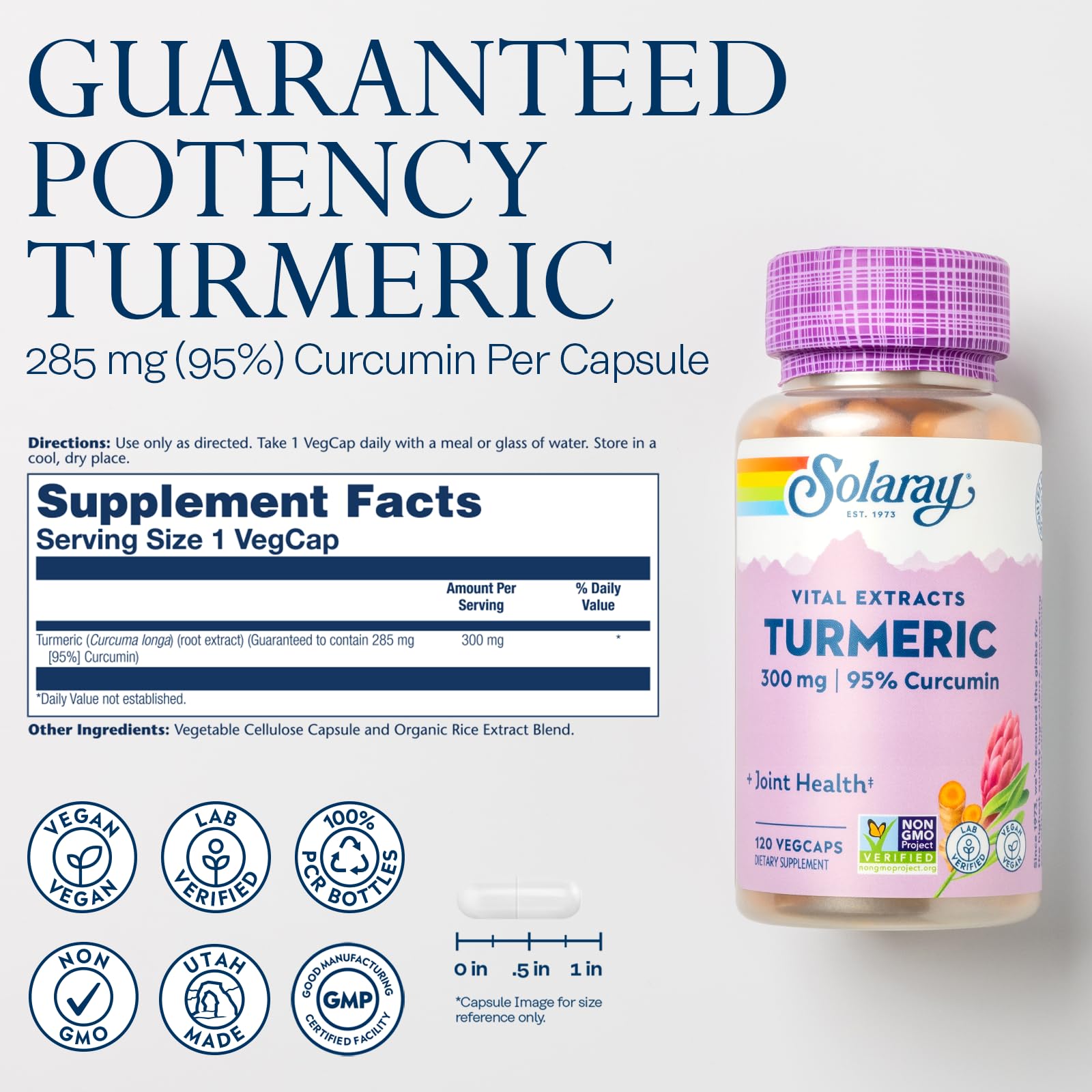 SOLARAY Turmeric Curcumin capsules in hand