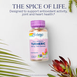 SOLARAY Turmeric Curcumin capsules on a wooden table