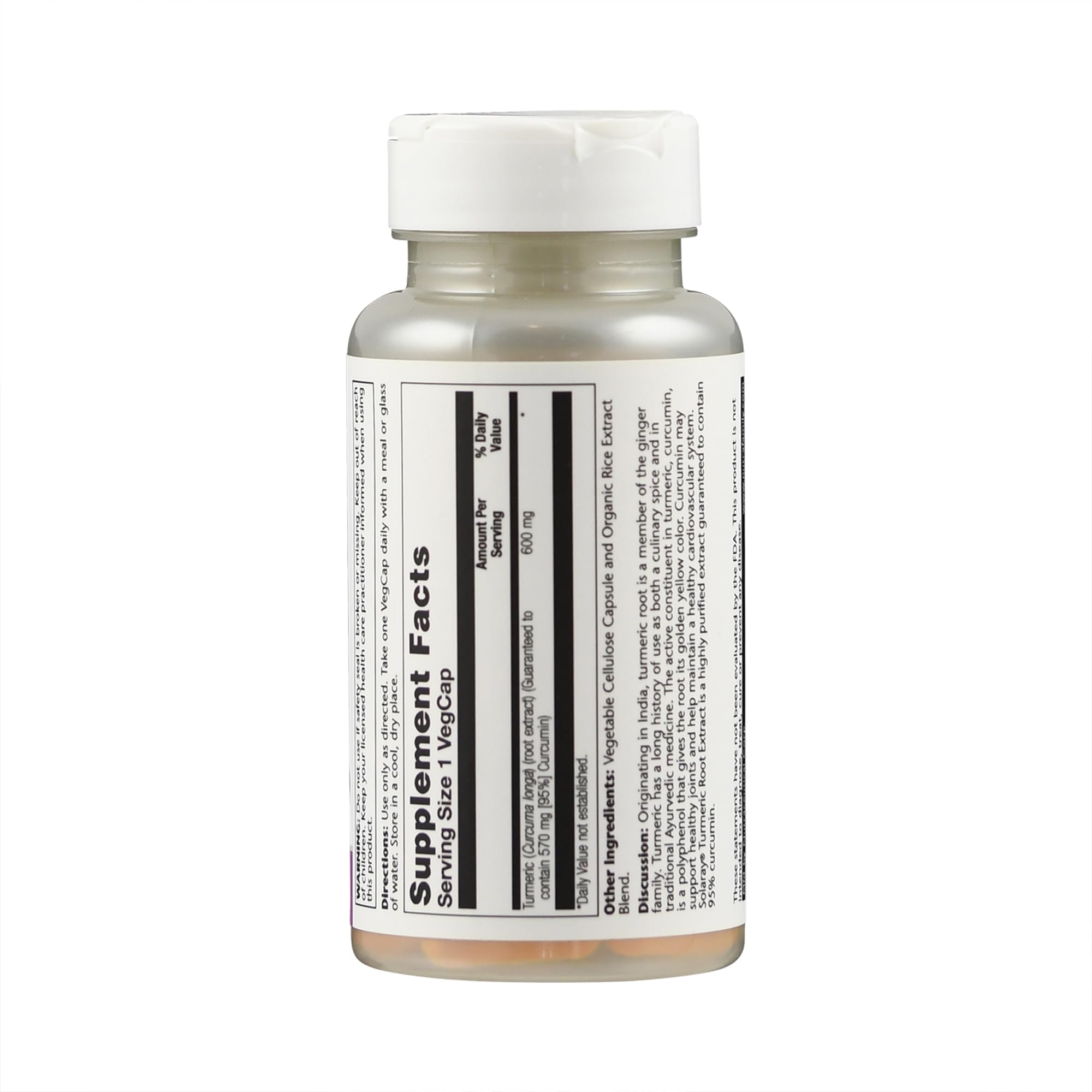 SOLARAY Turmeric Curcumin Supplement 600mg capsules close-up