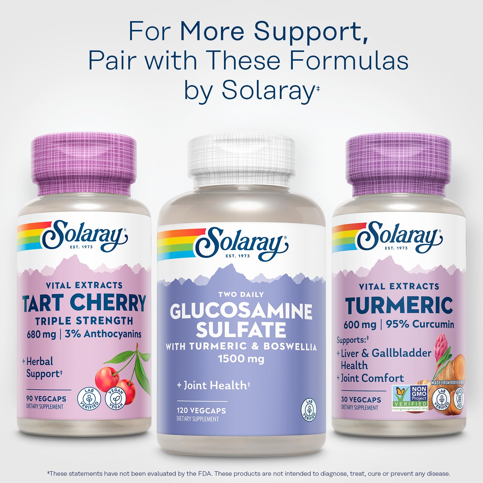 SOLARAY Turmeric Curcumin Supplement 600mg on a wooden table