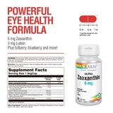 SOLARAY Ultra Zeaxanthin capsules on a wooden surface