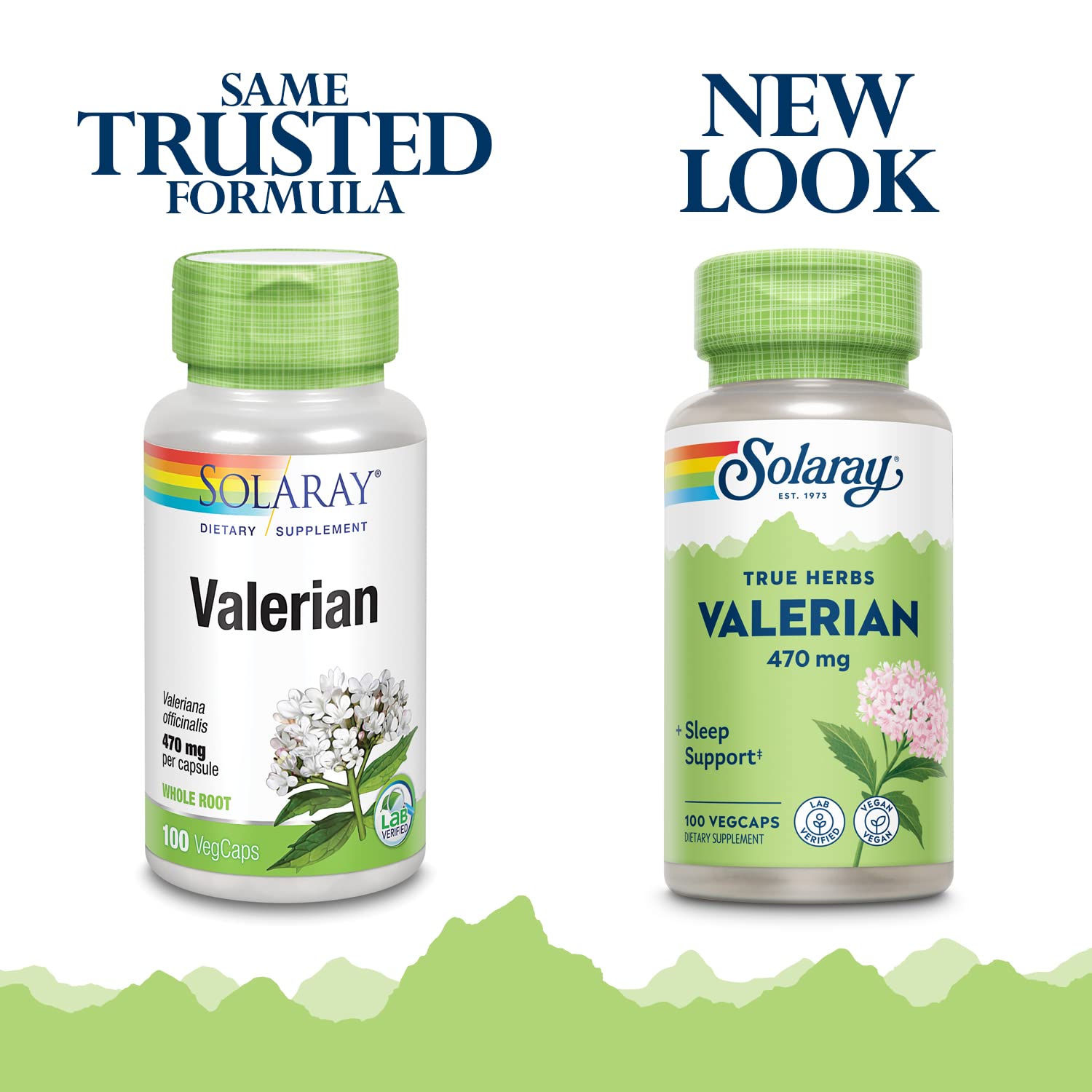 SOLARAY Valerian Root Capsules 470mg bottle side view