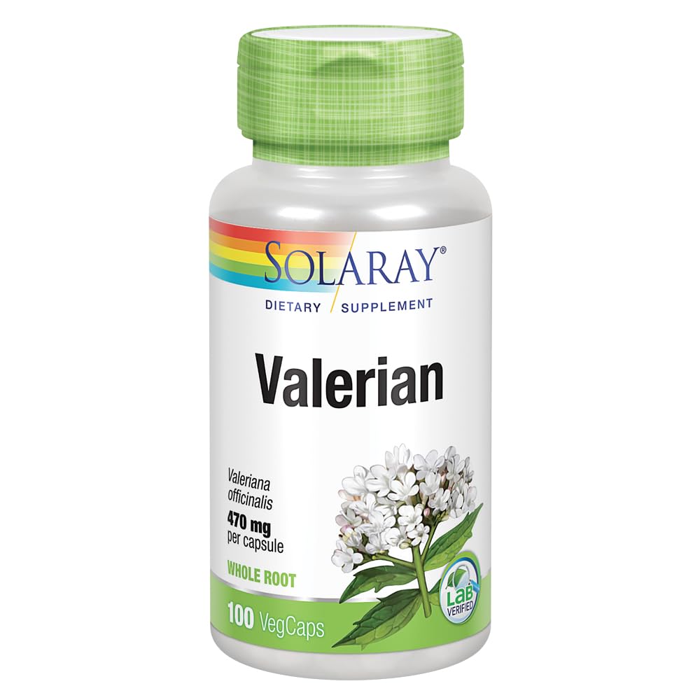 SOLARAY Valerian Root Capsules 470mg front view