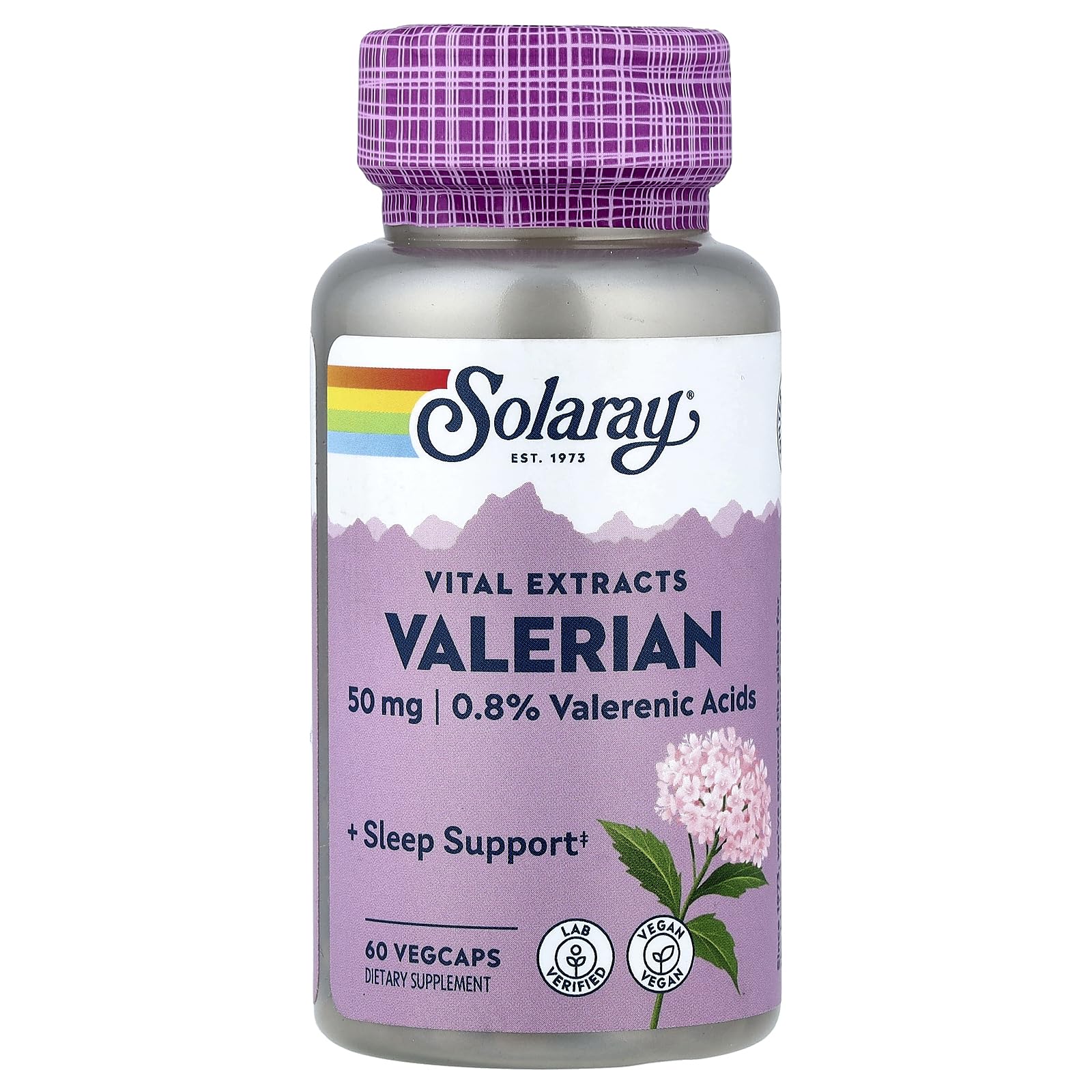 SOLARAY Valerian Root Extract Capsules 400mcg front view