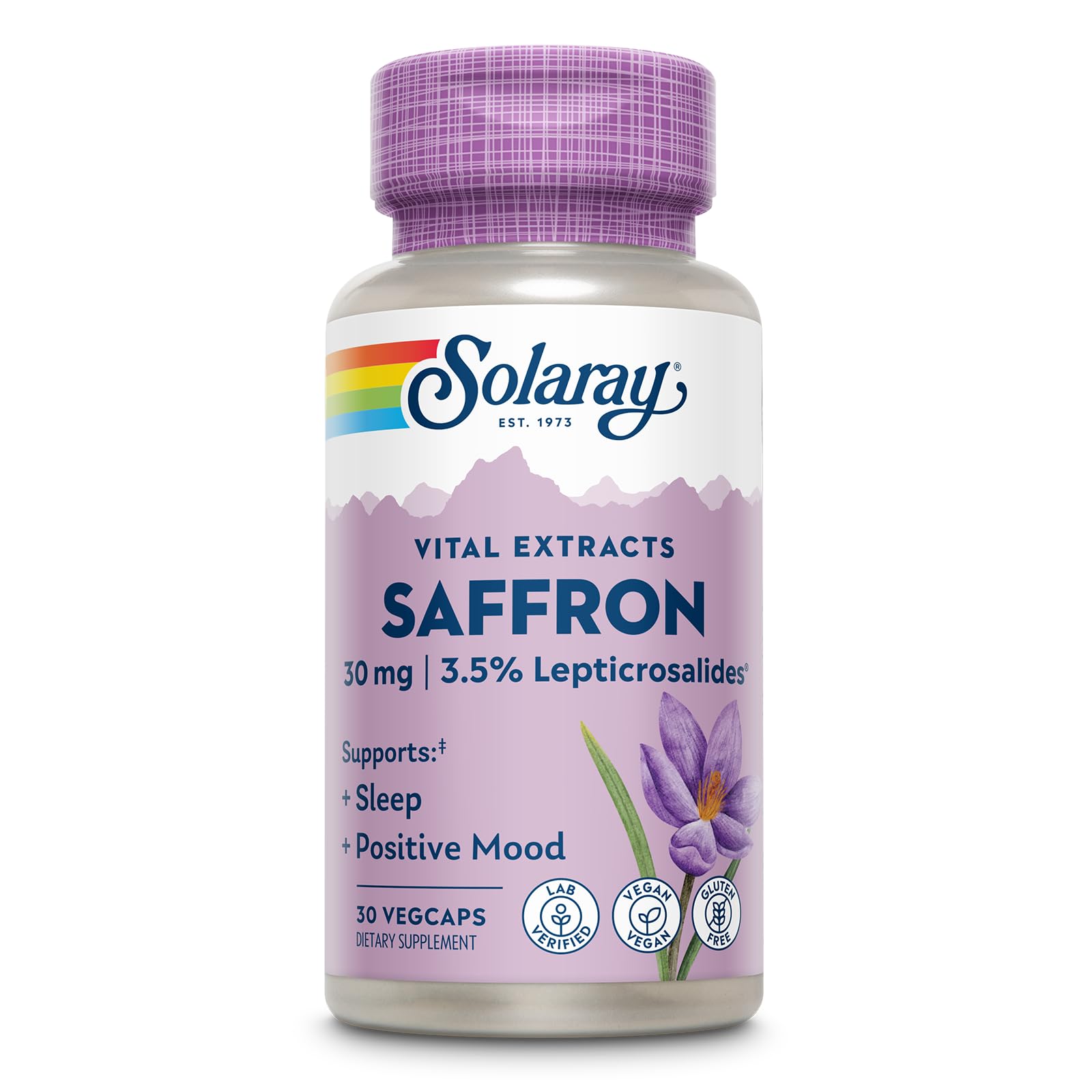 SOLARAY Vital Extracts Saffron Mood Support Supplement front view