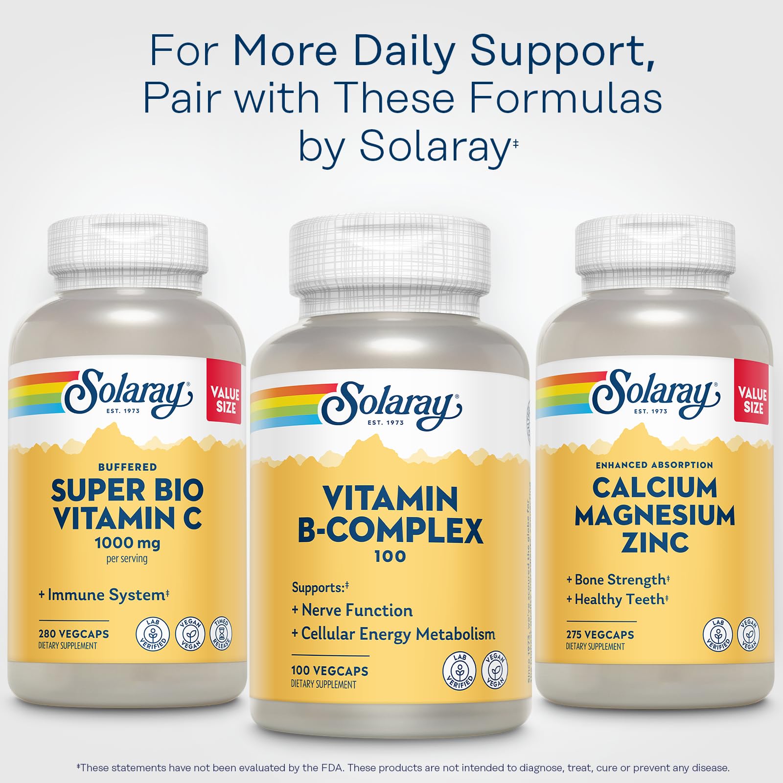 SOLARAY Vitamin B Complex 100 bottle on wooden table