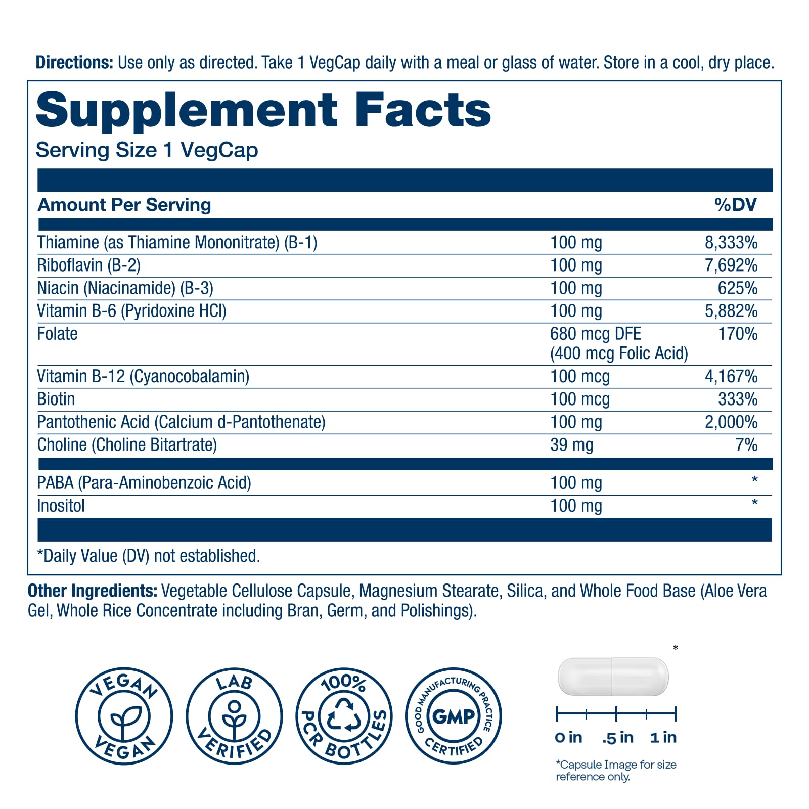 SOLARAY Vitamin B Complex 100 bottle side view
