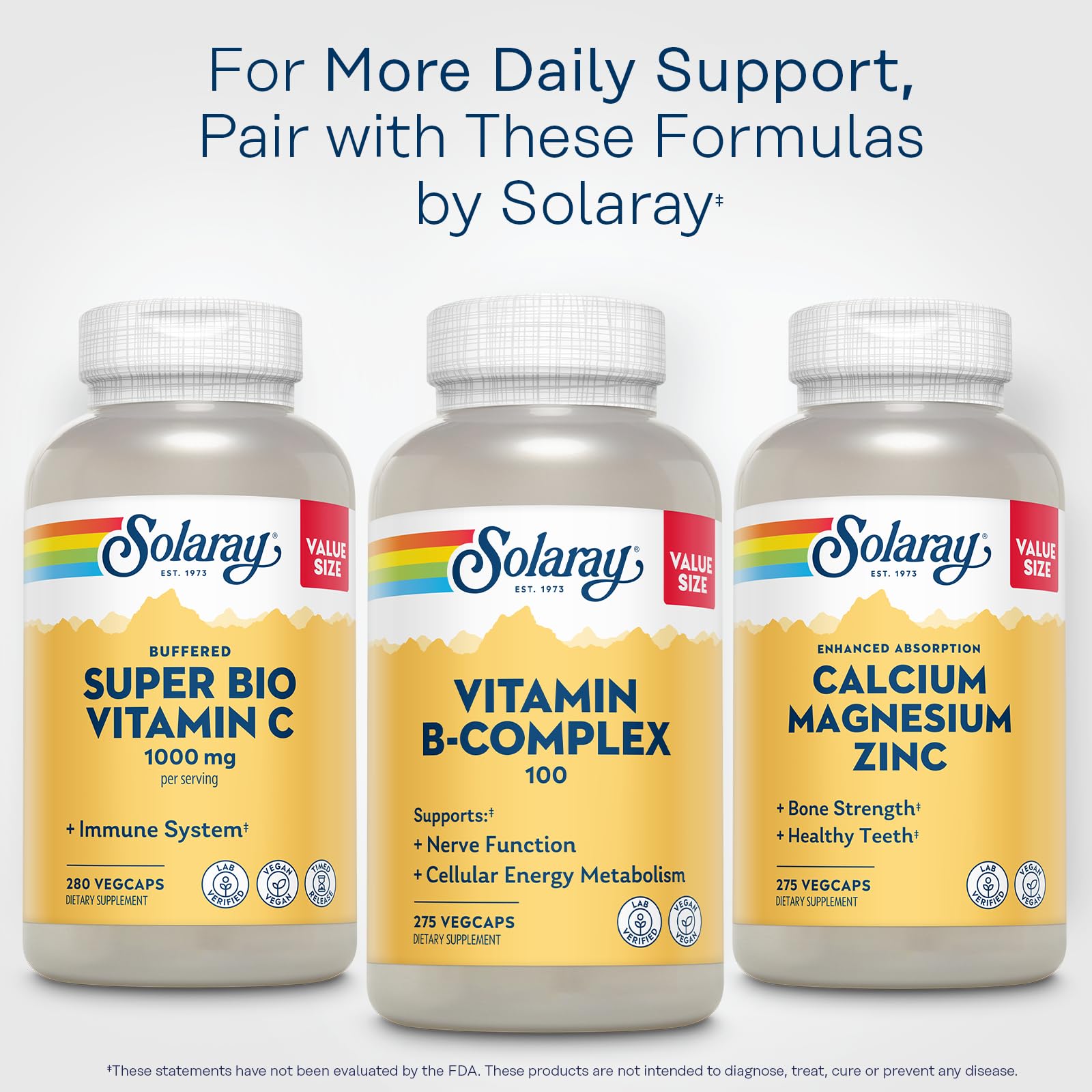 SOLARAY Vitamin B Complex 100 bottle with a green background