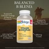 SOLARAY Vitamin B Complex 100 VegCaps with ingredients list