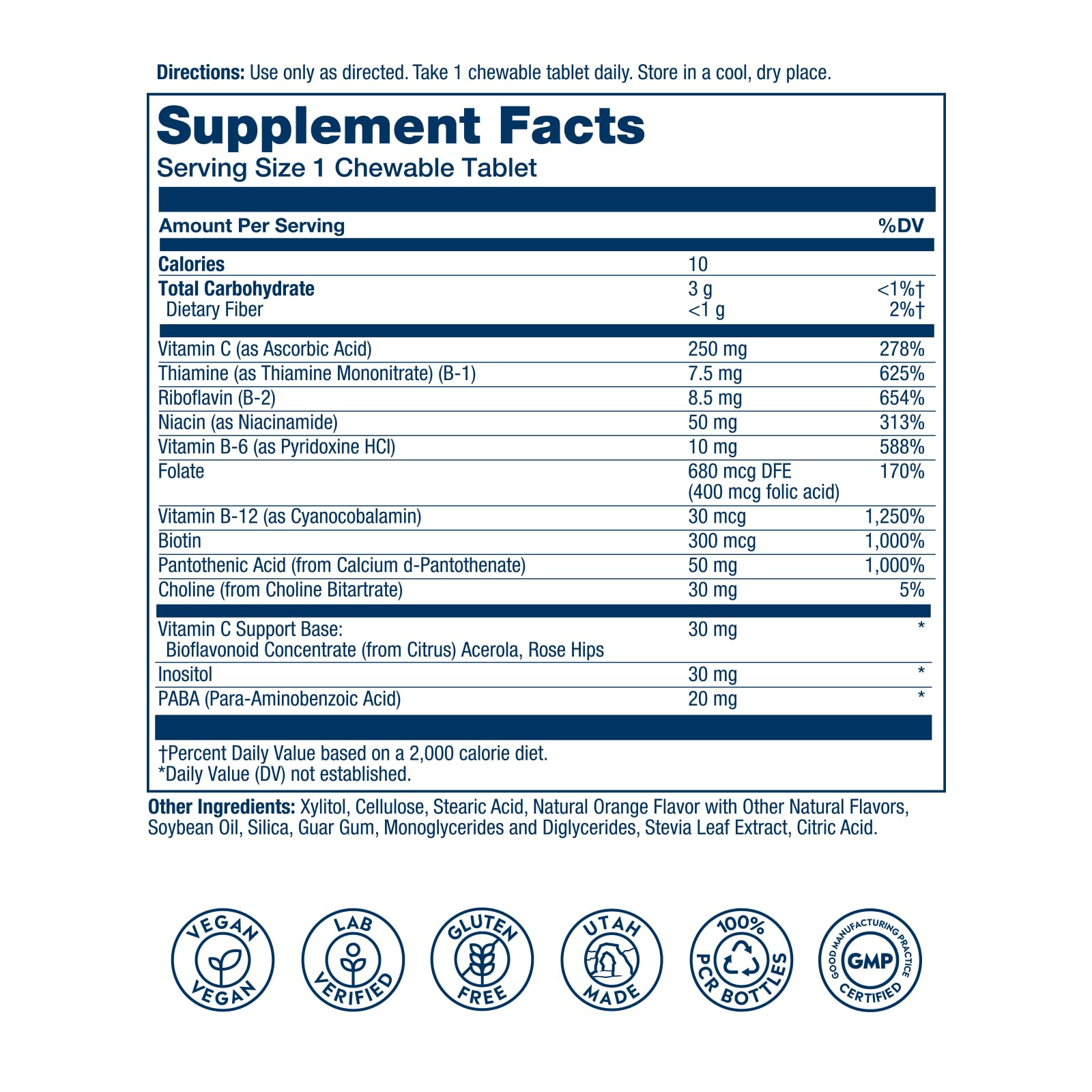 SOLARAY Vitamin B Complex chewable tablets packaging