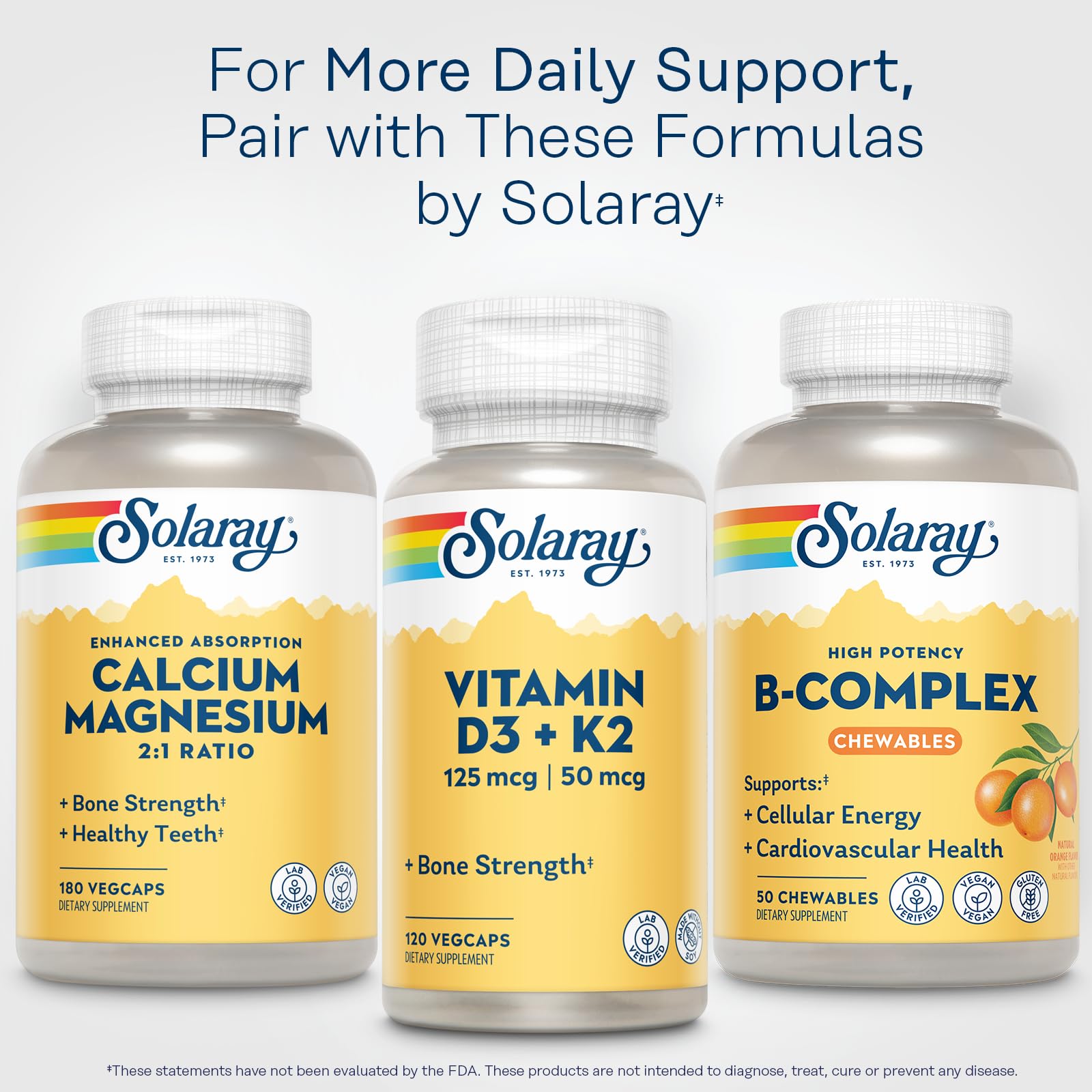 SOLARAY Vitamin B Complex chewable tablets with fresh oranges
