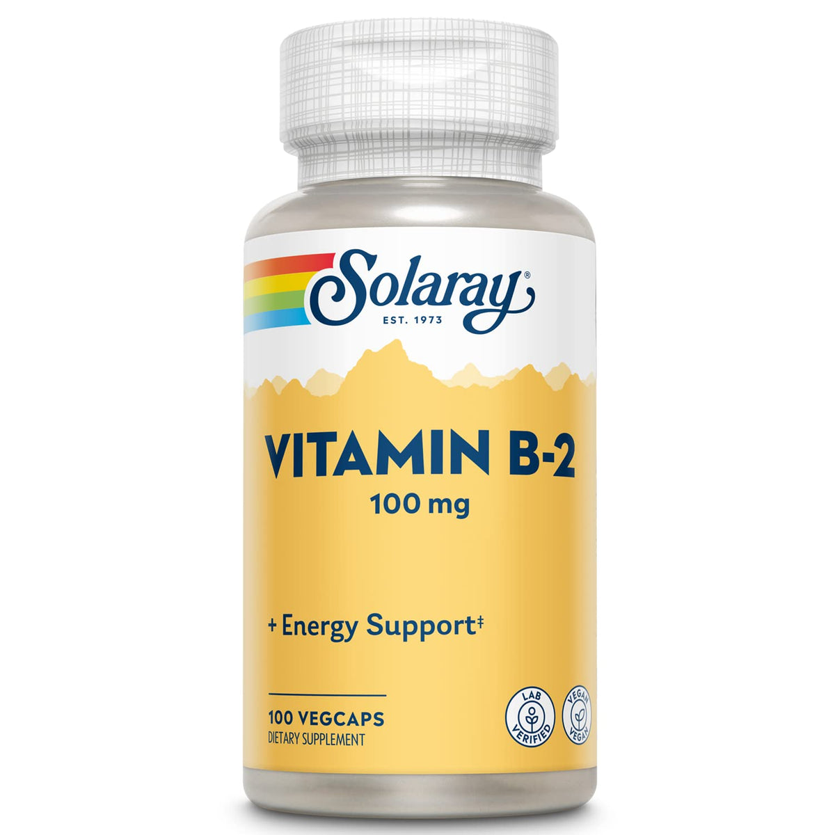 SOLARAY Vitamin B2 Riboflavin 100mg Capsules front view