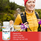 SOLARAY Vitamin B2 Riboflavin 100mg Capsules on a wooden table