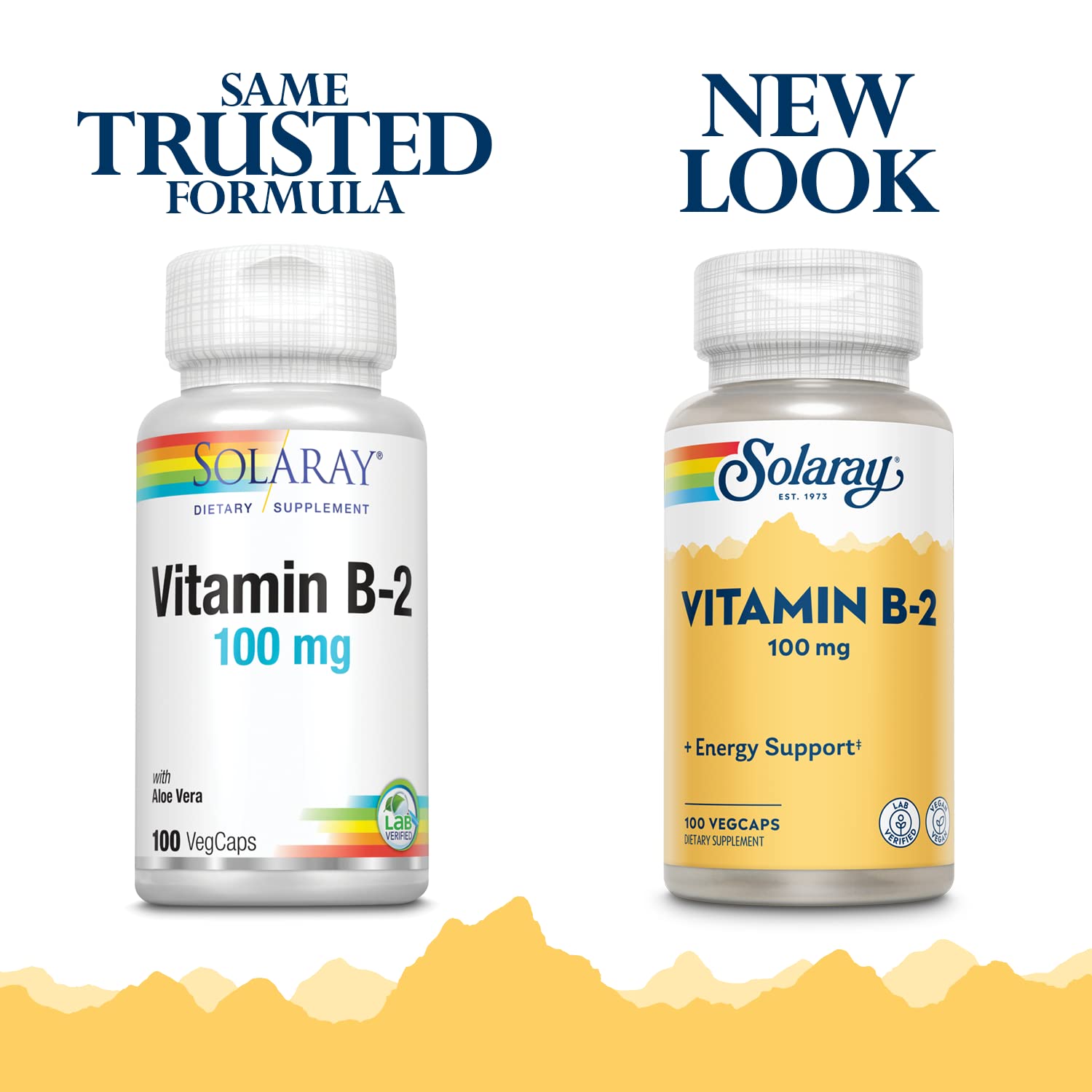SOLARAY Vitamin B2 Riboflavin 100mg Capsules side view