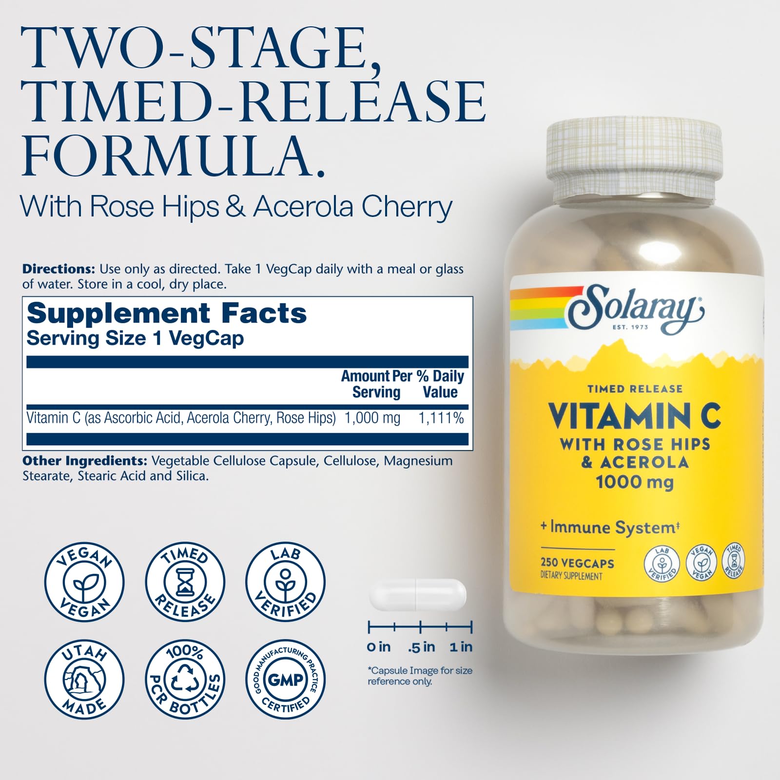 SOLARAY Vitamin C 1000 mg bottle side view