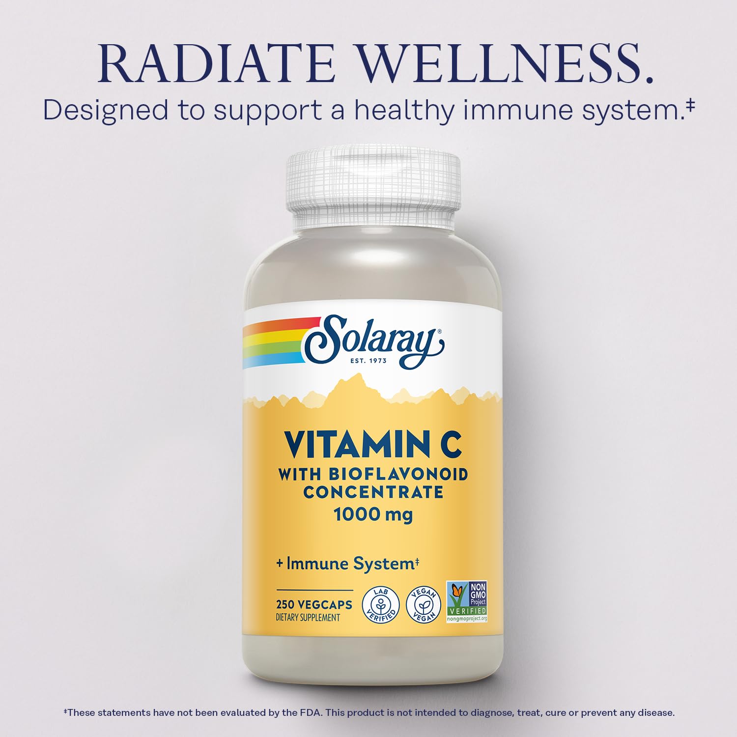 SOLARAY Vitamin C 1000mg capsules back view with ingredients