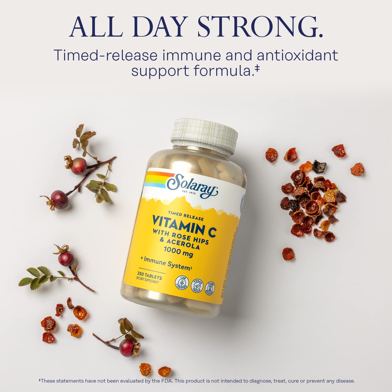 SOLARAY Vitamin C 1000mg Timed-Release Capsules bottle with label
