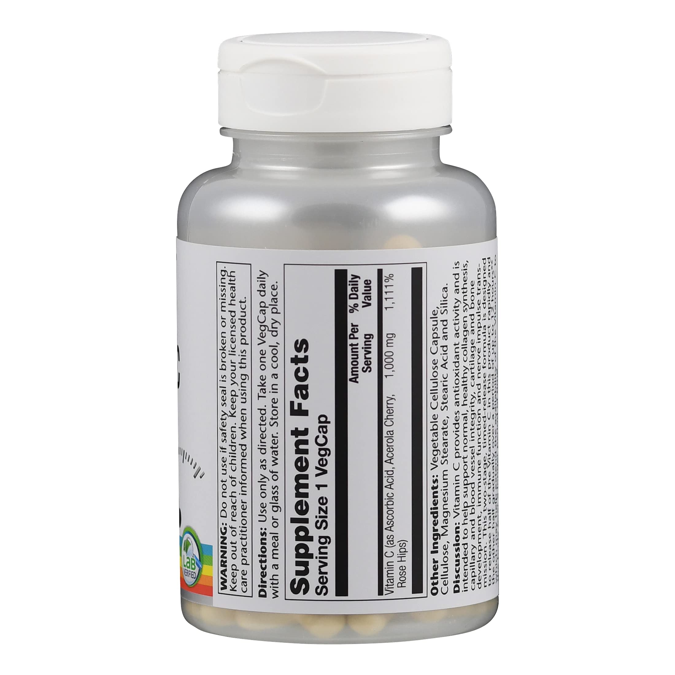 SOLARAY Vitamin C capsule bottle side view