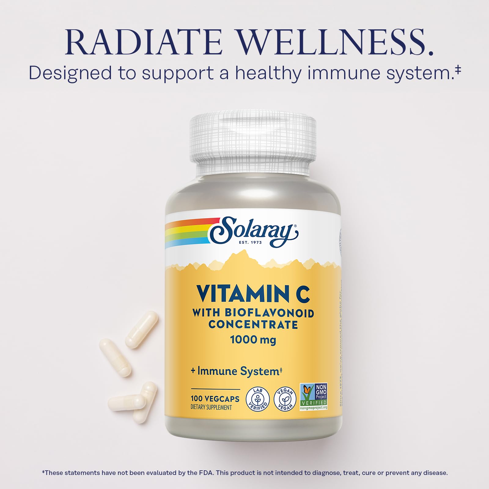 SOLARAY Vitamin C Complex Supplement 1000mg VegCap showing capsule