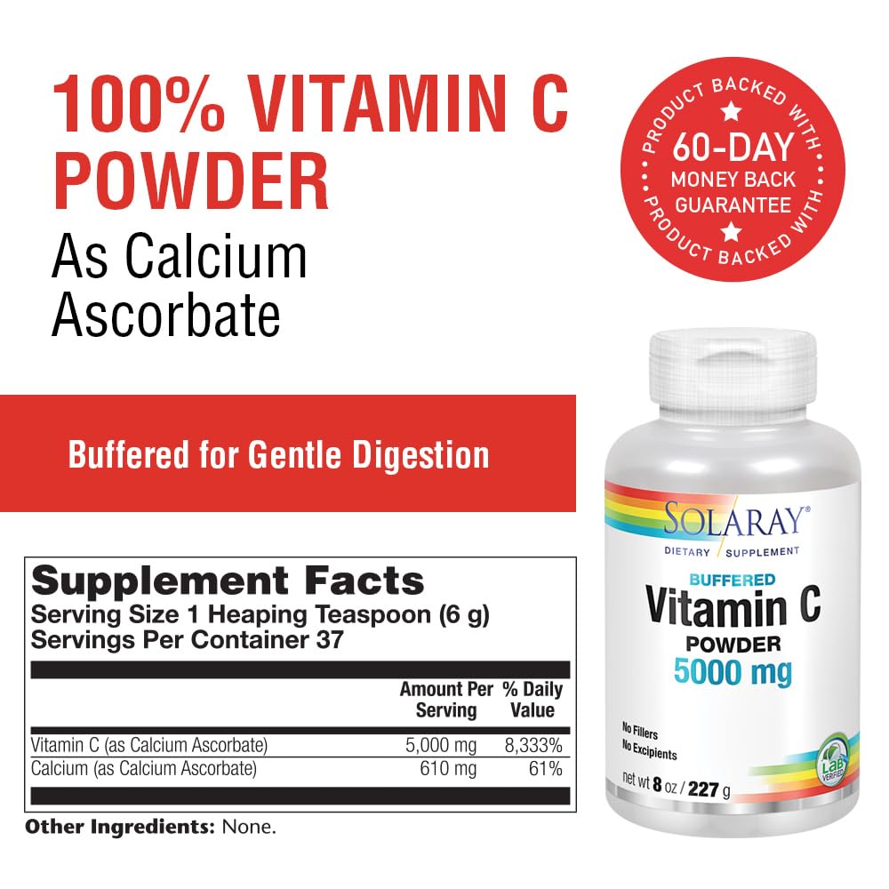 SOLARAY Vitamin C Powder 290g side view