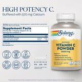 SOLARAY Vitamin C Powder 5000mg back view with nutritional information