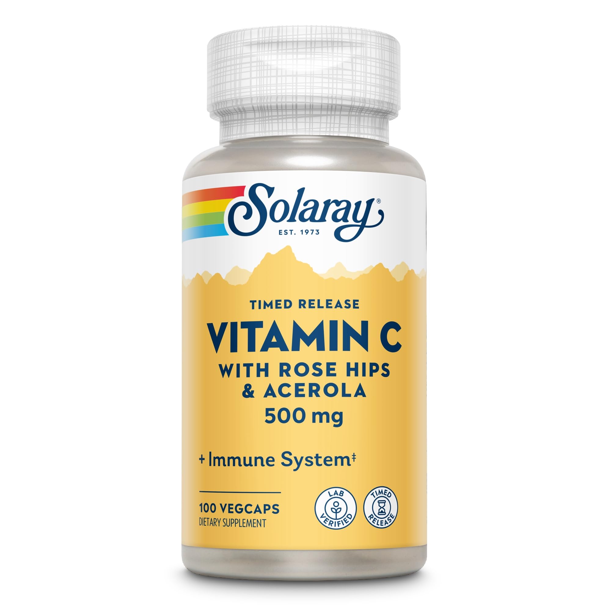 SOLARAY Vitamin C Two Stage Timed Release 500mg 100 Count front view