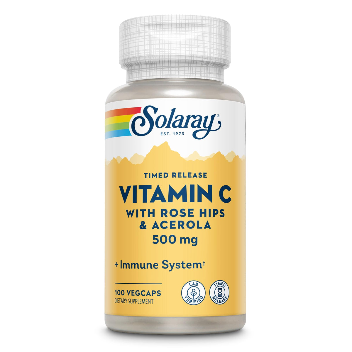SOLARAY Vitamin C Two Stage Timed Release 500mg 100 Count front view