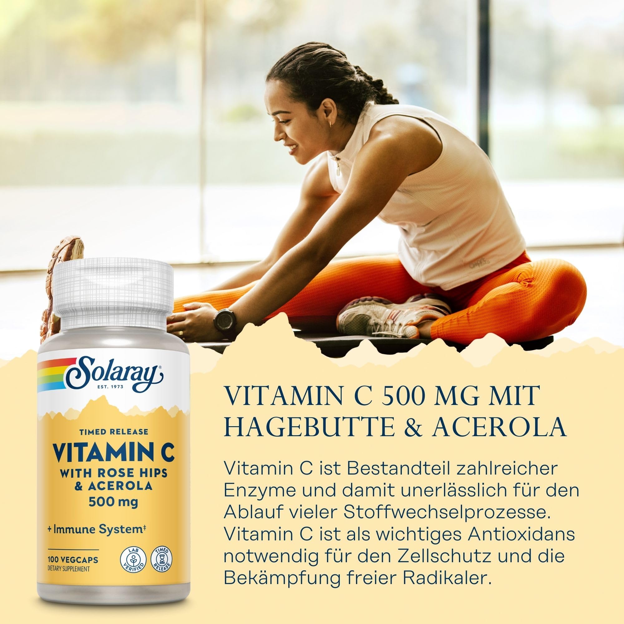 SOLARAY Vitamin C Two Stage Timed Release 500mg capsule close-up