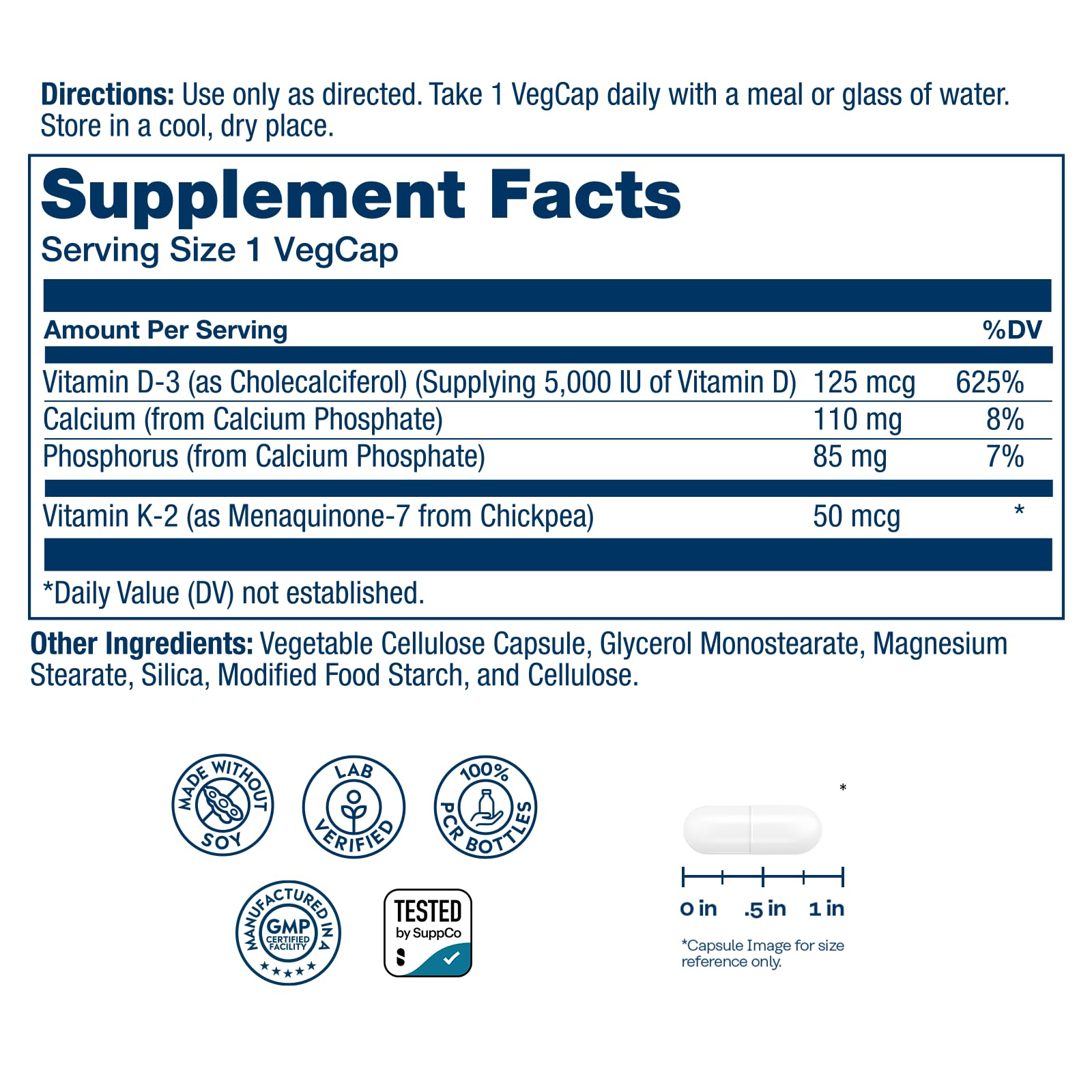 SOLARAY Vitamin D3 & K2 Supplement bottle side view