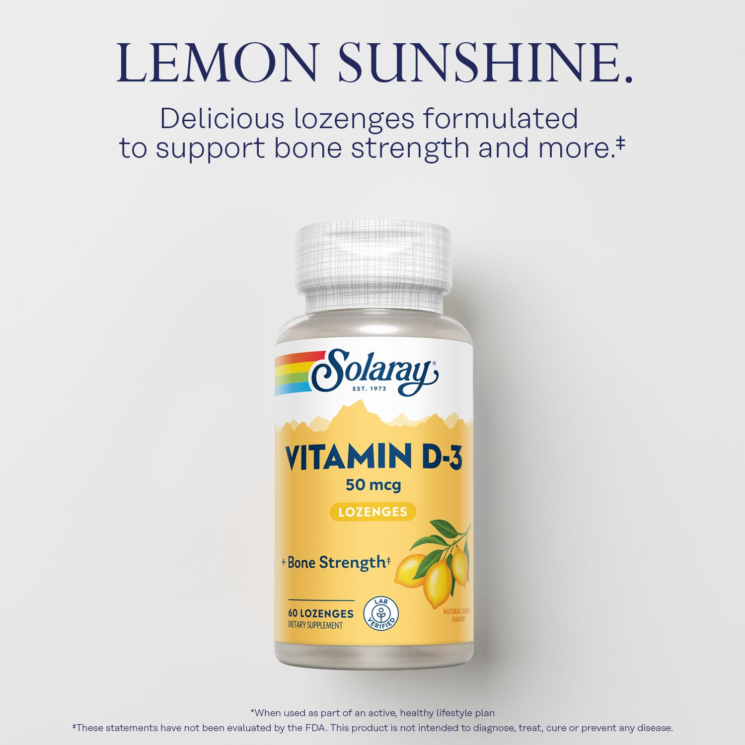 SOLARAY Vitamin D3 Lozenges side view showing lozenge