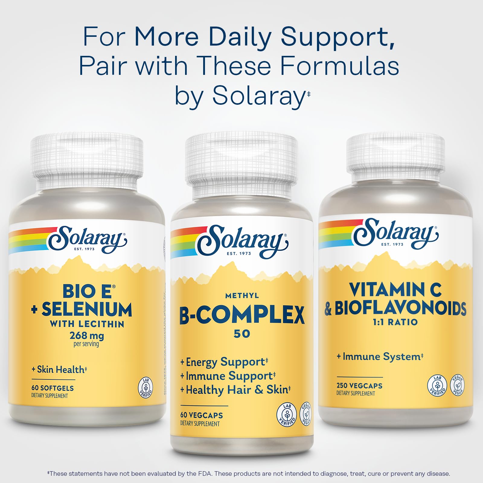SOLARAY Vitamin E and Selenium Supplement 268mg softgels lifestyle scene with water