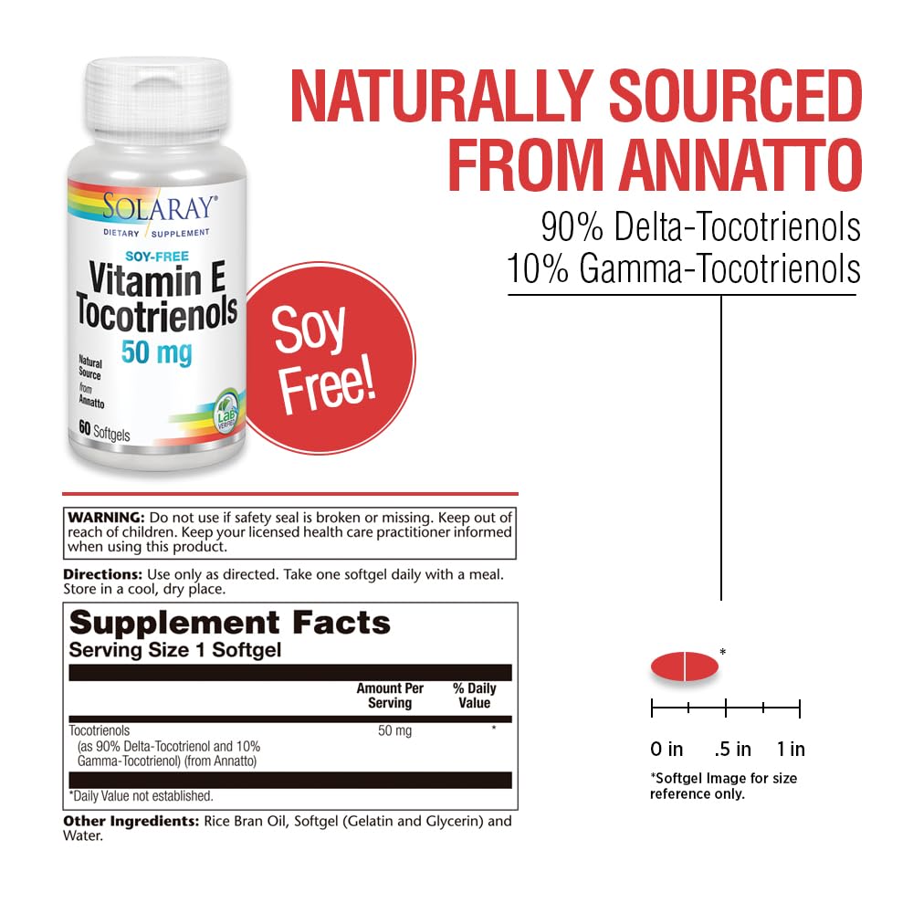 SOLARAY Vitamin E Tocotrienols packaging side view