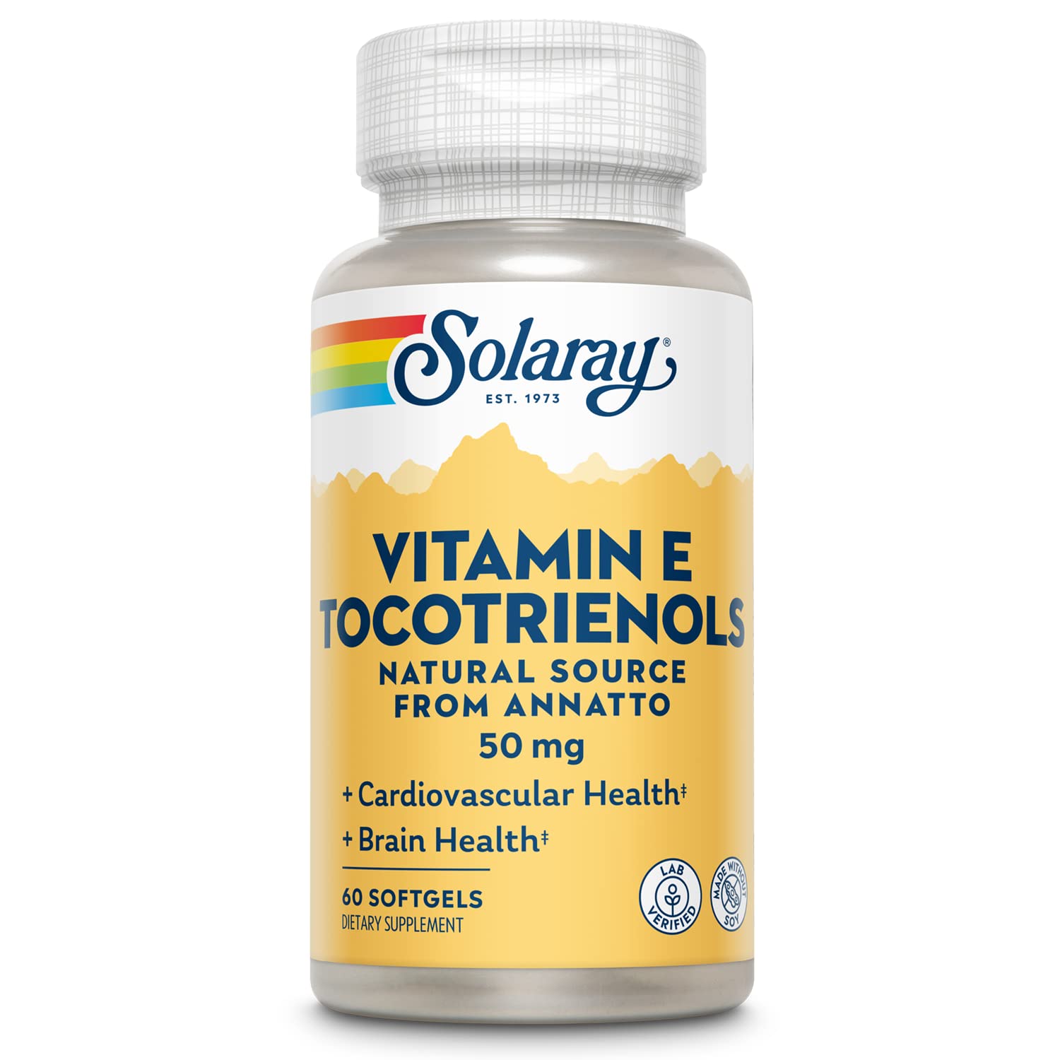 SOLARAY Vitamin E Tocotrienols softgel capsules front view